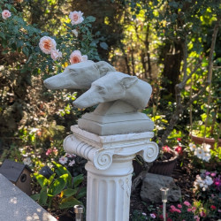 Greyhound Köpfe Steinfigur aus Beton für Ihren Garten