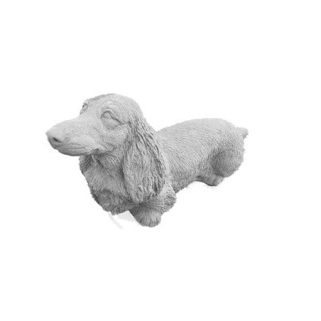 Dackel/ Teckel Langhaar Steinfigur aus Beton für Ihren Garten